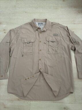 Columbia Men's PFG Bahama™ II Long Sleeve Shirt Fossil (Tan) Size Large